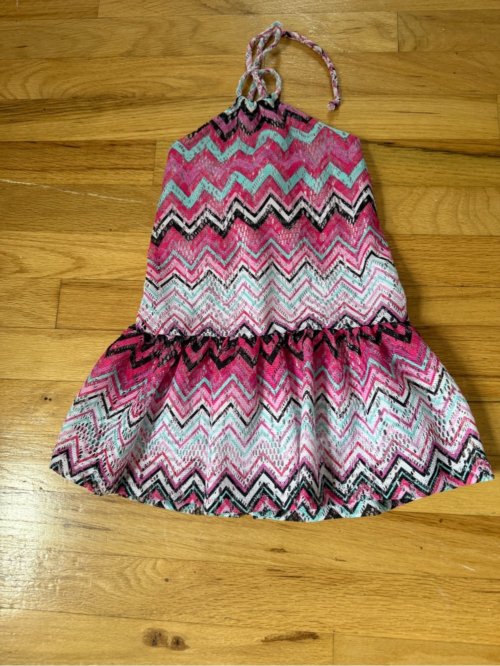 Mia Belle Girls' Pink Chevron Halter Casual Dress 2T/3T